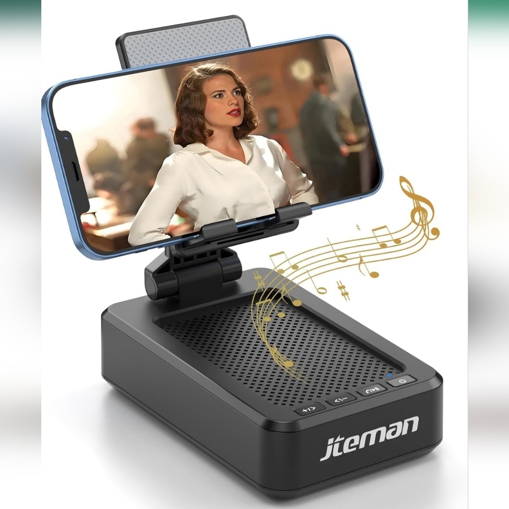 NIB JTEMAN Phone Bluetooth Speaker & Stand- Electronic, Black, Phone Gadget